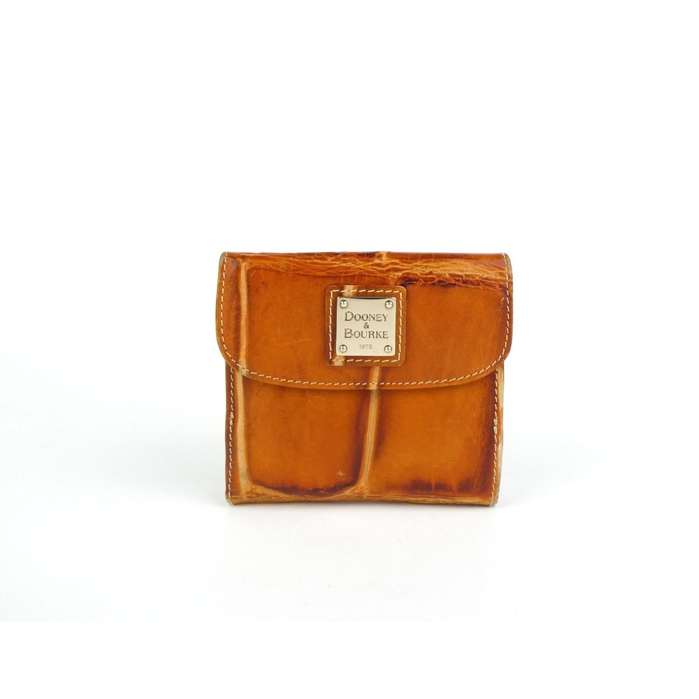 Dooney & Bourke Tan Croc Embossed Leather Bifold Walllet
